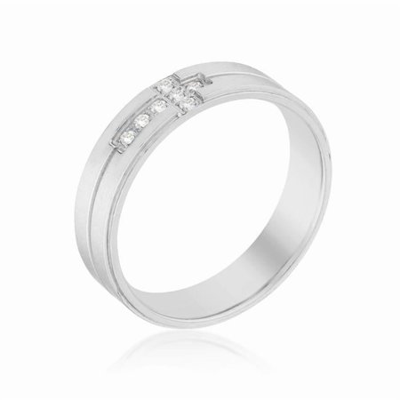 R08436RV-C01-13 Mens Band Ring with Cubic Zirconia Cross Design - Size 13