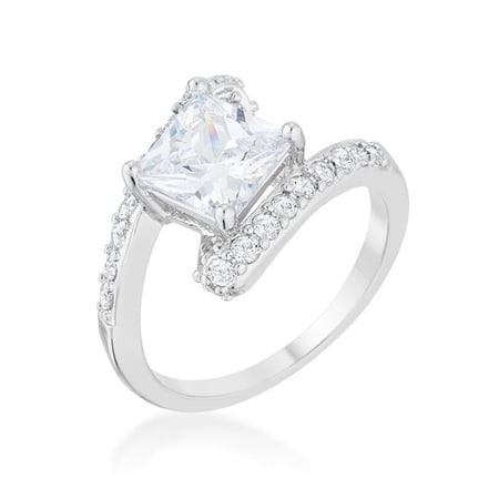 R08468R-C01-10 Womens Caroline 2.3 CT Cubic Zirconia Rhodium Statement Ring - Size 10