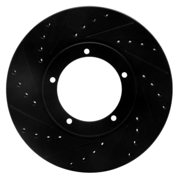 R1 Concepts Brake Rotor Drilled and Slotted Black ECB-02001L