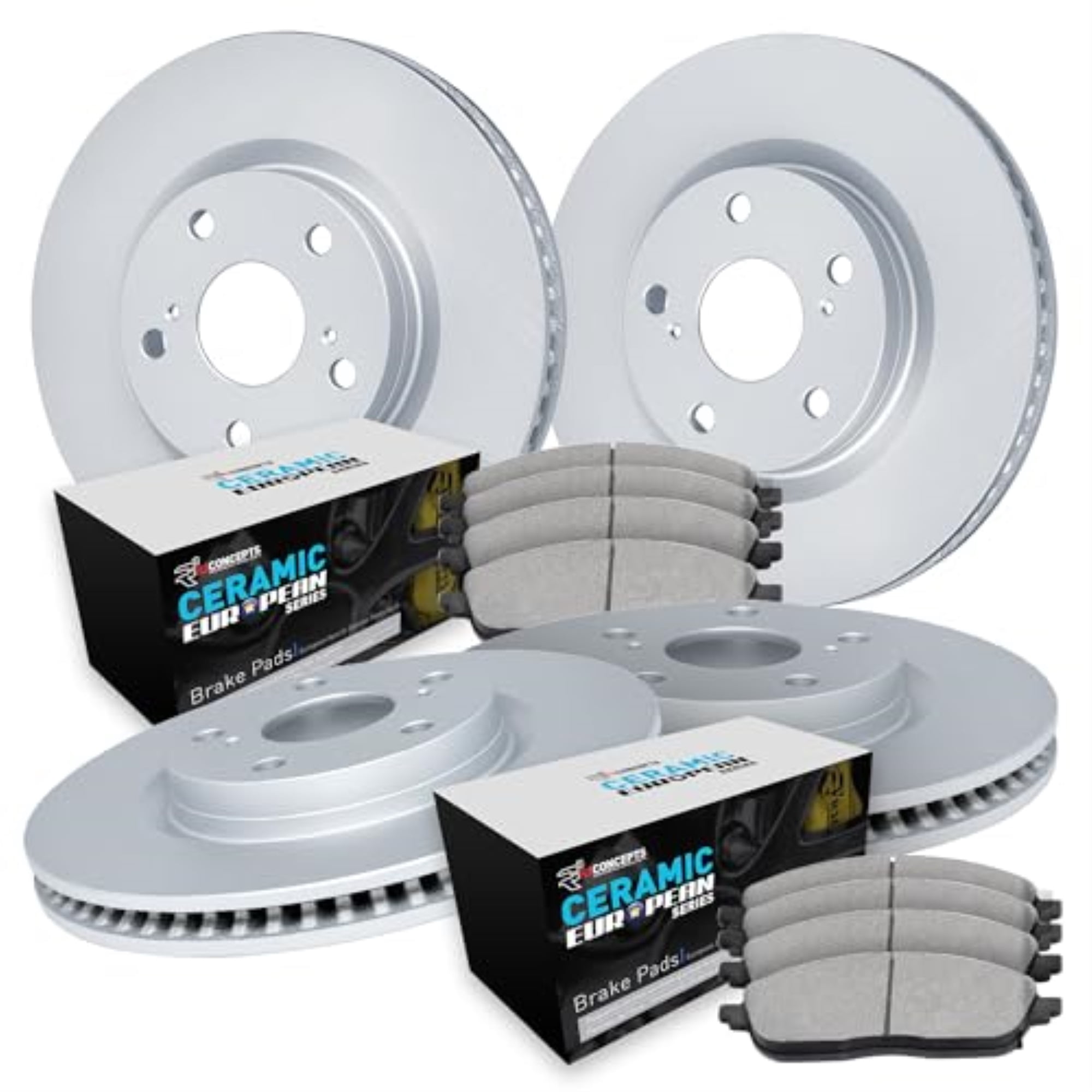 R1 Concepts Carbon Coated Disc Brake Rotor Set with Euro Ceramic Pads WDTN2-11970