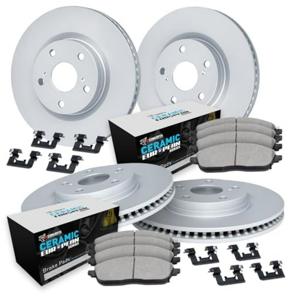 R1 Concepts Carbon Coated Disc Brake Rotor Set with Euro Ceramic Pads and Hardware WDTH2-31010