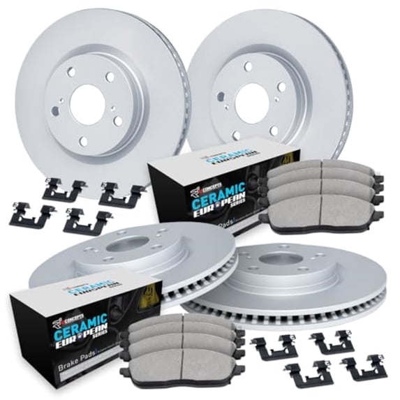 R1 Concepts Carbon Coated Disc Brake Rotor Set with Euro Ceramic Pads and Hardware WDTH2-73002
