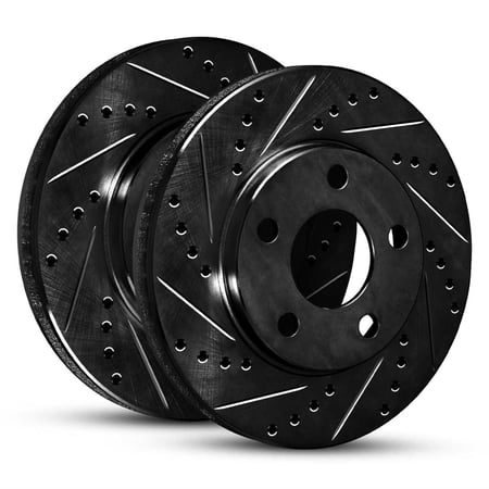 R1 Concepts Drilled and Slotted Black Disc Brake Rotor Set WHPN1-92053