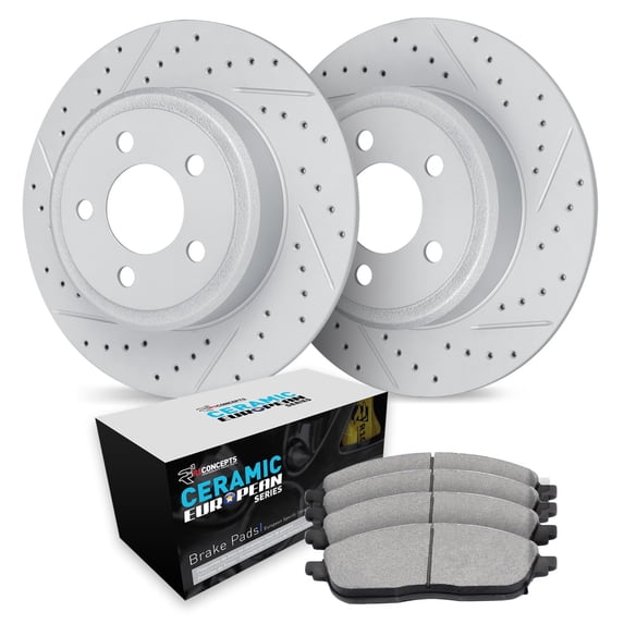 R1 Concepts Drilled and Slotted Carbon Coated Disc Brake Rotor Set with Euro Ceramic Pads WBTN1-31029