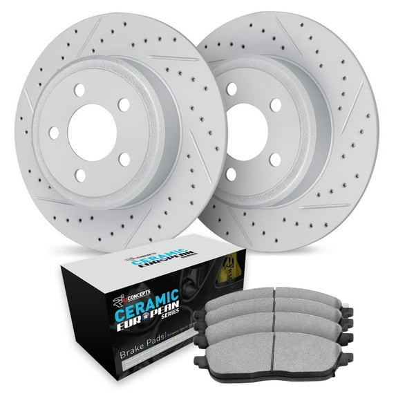 R1 Concepts Drilled and Slotted Carbon Coated Disc Brake Rotor Set with Euro Ceramic Pads WBTN1-73078