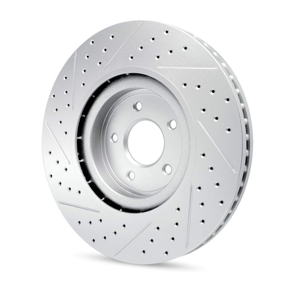 R1 Concepts Drilled and Slotted Carbon Coated Disc Brake Rotor Set with Optimum Oe Pads WBUN2-58002