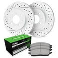 thumbnail image 1 of R1 Concepts Drilled and Slotted Carbon Coated Disc Brake Rotor Set with Performance Sport Pads WBSN1-32034, 1 of 3