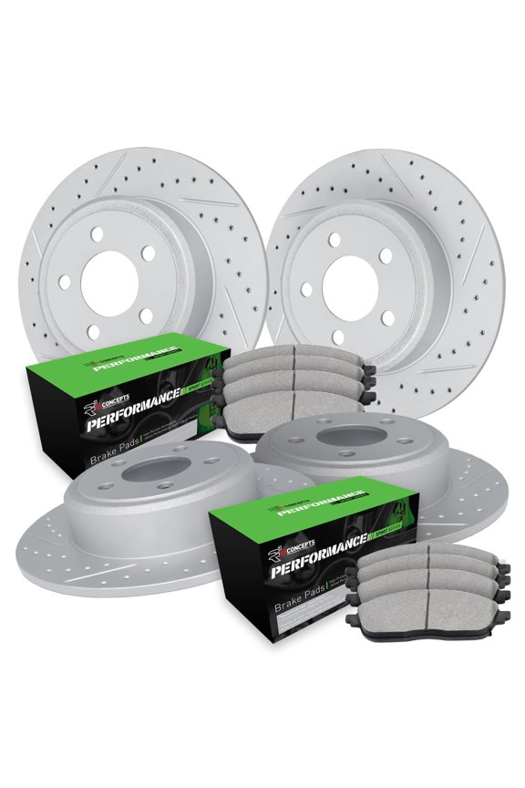 Drilled and Slotted Carbon Coated Disc Brake Rotor Set with Performance Sport Pads WBSN2-45003