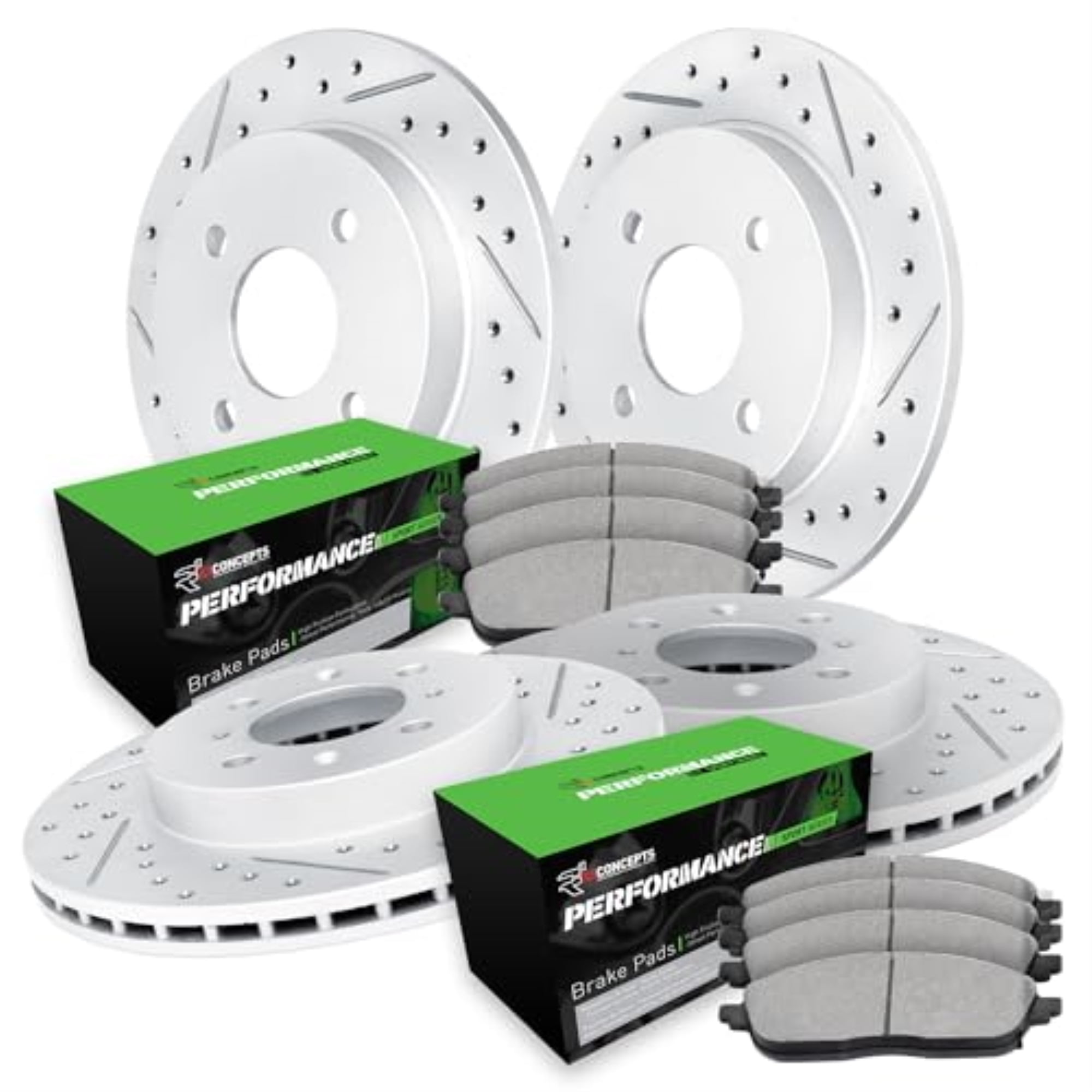 R1 Concepts Front Brake Rotor Kit |Brake Rotors| Brake Disc |Drilled And Slotted WGPN1-03021