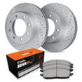 thumbnail image 1 of R1 Concepts Drilled and Slotted Carbon Coated Disc Brake Rotor Set with Super Duty Pads WBXN1-99089, 1 of 3