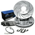 thumbnail image 1 of R1 Concepts Front Brake Rotors Drilled and Slotted Silver with Semi Metallic Brake Pads, Hardware Kit, and Sensor Wire Compatible For 2019-2021 Porsche Cayenne, 1 of 6