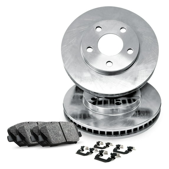 R1 Concepts Front Brakes and Rotors Kit |Front Brake Pads| Brake Rotors and Pads| Ceramic Brake Pads and Rotors |Hardware Kit |fits 1997-2000 BMW 528i, 2001-2003 BMW 525i