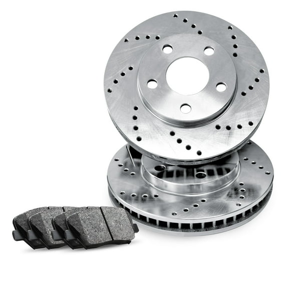 R1 Concepts Front Brakes and Rotors Kit |Front Brake Pads| Brake Rotors and Pads| Ceramic Brake Pads and Rotors |fits 1985-1994 Subaru DL, GL, GL-10, Loyale, RX, XT