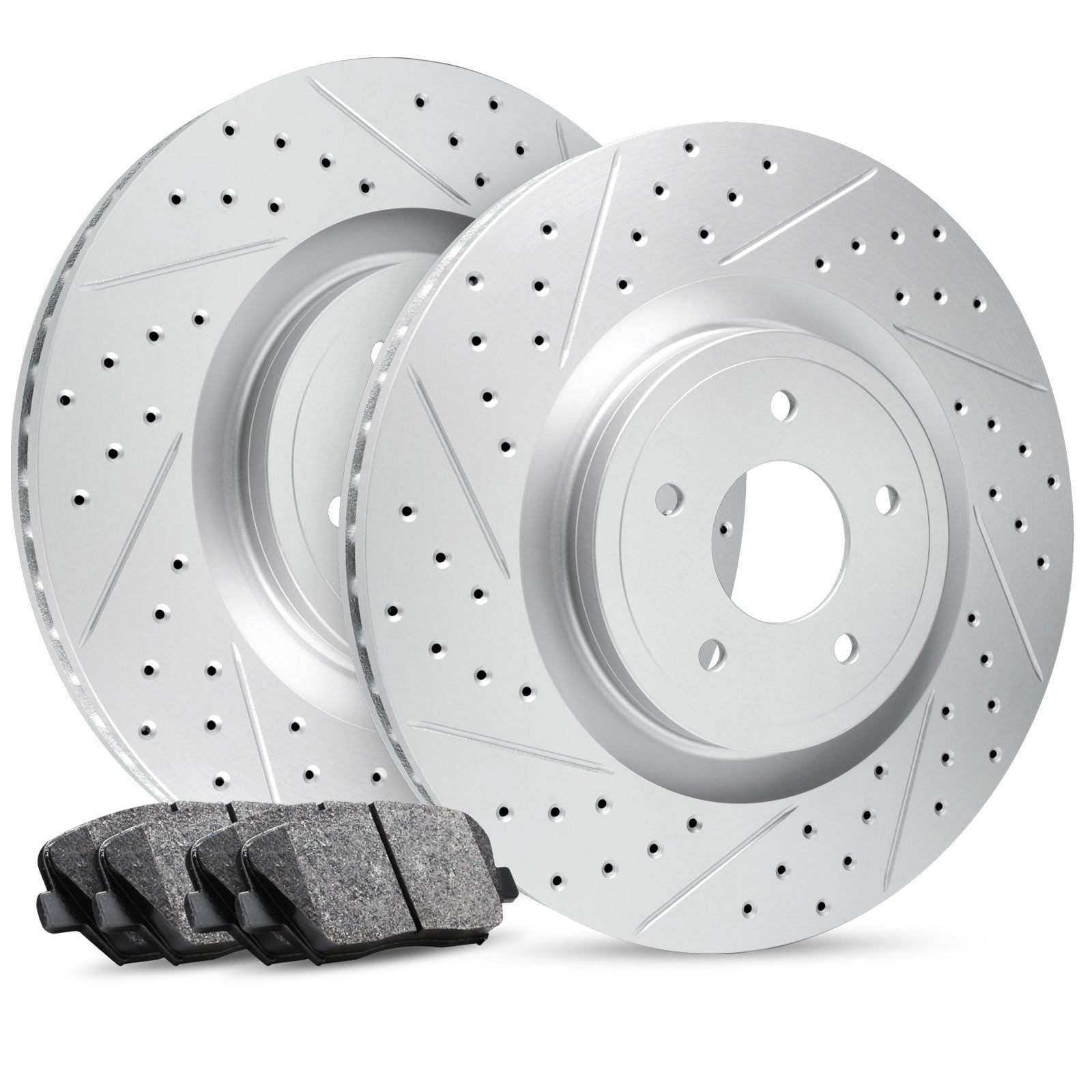 R1 Concepts Front And Rear Brake Kit For 2001-2003 BMW 530i| Blank Brake Rotors| Semi Met Brake Pads And Rotors Kit|Hardware, Sensor Wire Included