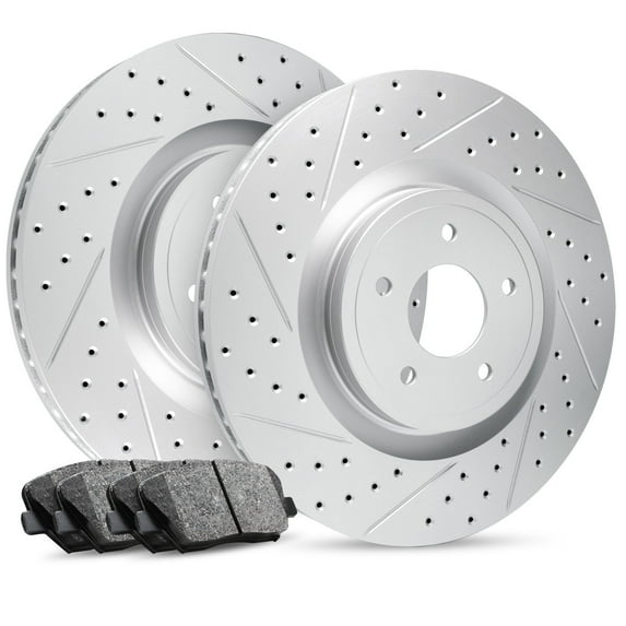 R1 Concepts Front Brakes and Rotors Kit |Front Brake Pads| Brake Rotors and Pads| Ceramic Brake Pads and Rotors |fits 2002-2006 Acura RSX, 2006-2011 Honda Civic, 2007 Acura CSX