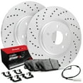 thumbnail image 1 of R1 Concepts Front Brakes and Rotors Kit |Front Brake Pads| Brake Rotors and Pads| Optimum OEp Brake Pads and Rotors |Hardware and Sensor Kit |fits 2007-2009 Mercedes-Benz E550, 1 of 7