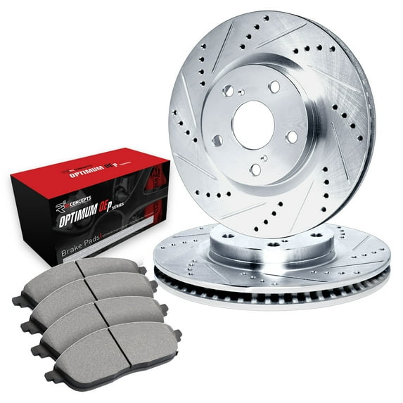 R1 Concepts Front Brakes and Rotors| Automotive Replacement Brake Kits| Front Optimum OEp Brake Pads and Rotors Kit| Fits 1994-2000 Ford Taurus