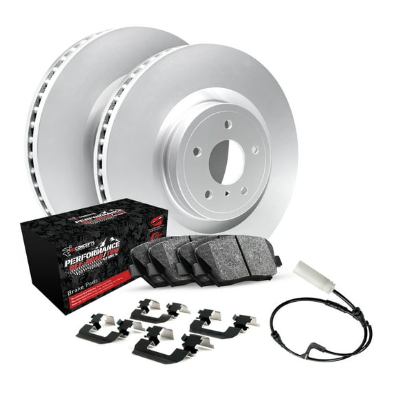 R1 Concepts Front Brakes and Rotors Kit |Front Brake Pads| Brake Rotors and Pads| Performance Off-Road Brake Pads and Rotors | Hardware Kit and Sensor WJVS1-63001