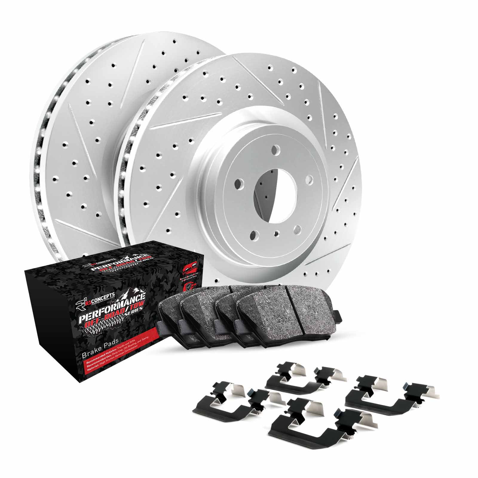 R1 Concepts WBVH1-54038 Front Brakes Pads and Rotors, Performance Off-Road, (2) Rotors, (4) Pads, Hardware Kit