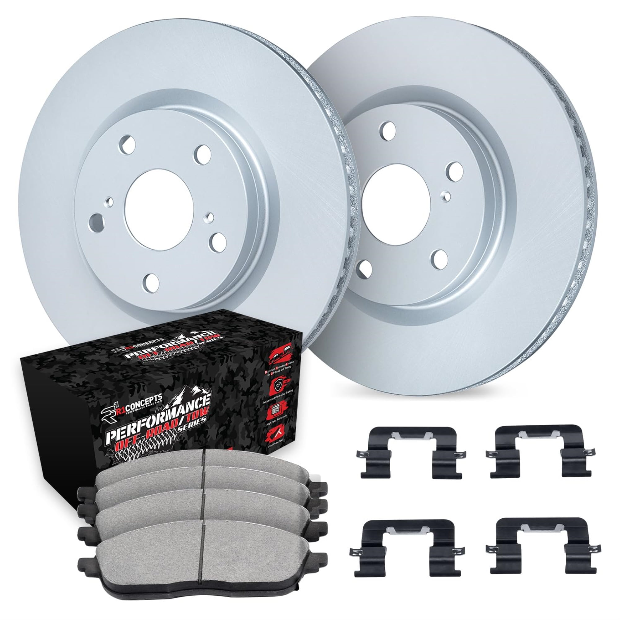 R1 Concepts Carbon Coated Disc Brake Rotor Set with Off-Road/Tow Brake Pads and Hardware WDVH1-42001