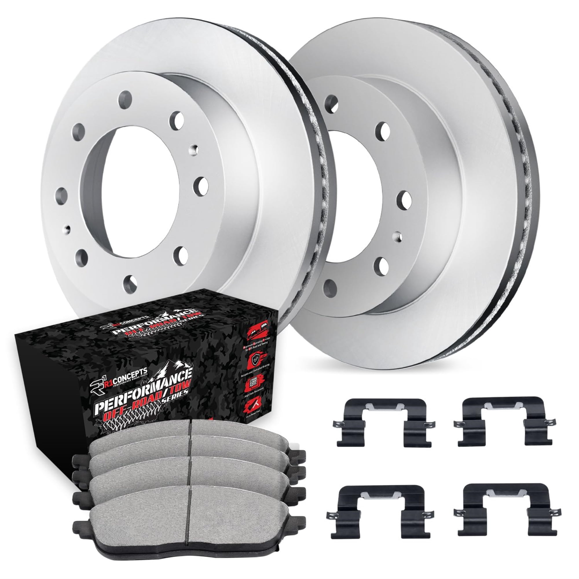 R1 Concepts Carbon Coated Disc Brake Rotor Set with Off-Road/Tow Brake Pads and Hardware WDVH1-48025
