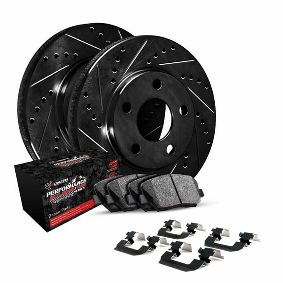 R1 Concepts WHVH1-76007 Front Brakes and Rotors, Performance Off-Road 2 Brake Rotors, 4 Brake Pads, Hardware Kit