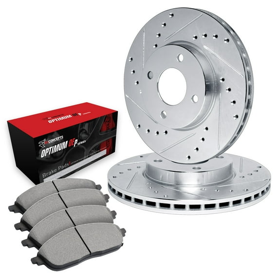 R1 Concepts Front Brakes and Rotors| Automotive Replacement Brake Kits| Front Optimum OEp Brake Pads and Rotors Kit| Fits 1998-1999 Acura CL
