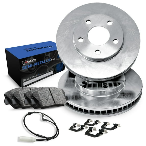 R1 Concepts Front Brakes and Rotors| Hardware Included| Front Semi Met Brake Pads and Rotors Kit| Fits 1999-2003 Ford Windstar