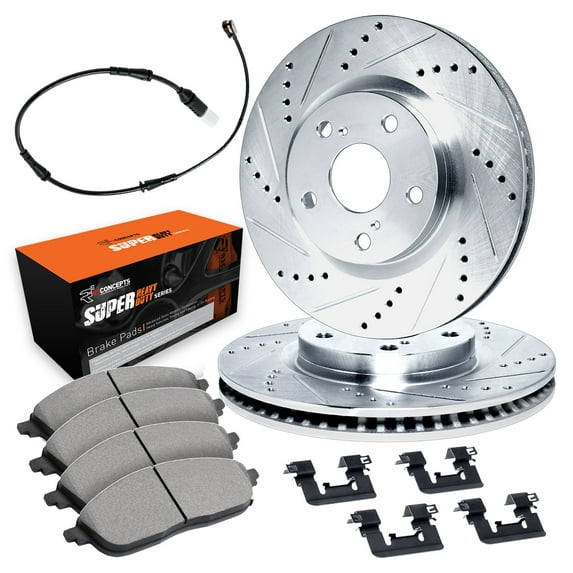 R1 Concepts Front Brakes and Rotors| Hardware Included| Front Super Duty Brake Pads and Rotors Kit| Fits 2016-2017 Mercedes-Benz GLE300d