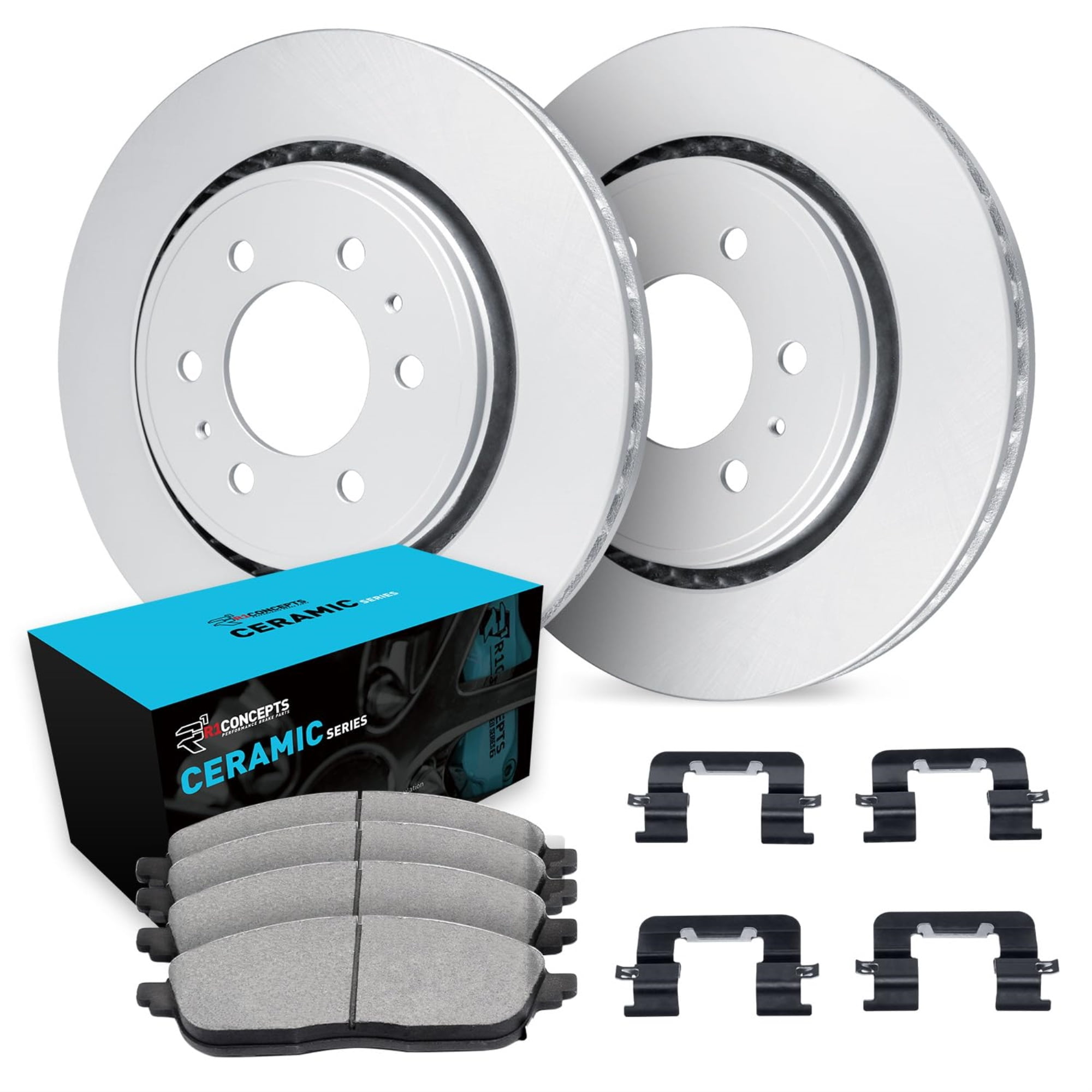 R1 Concepts Carbon Coated Disc Brake Rotor Set with Ceramic Pads and Hardware WDWH1-54136