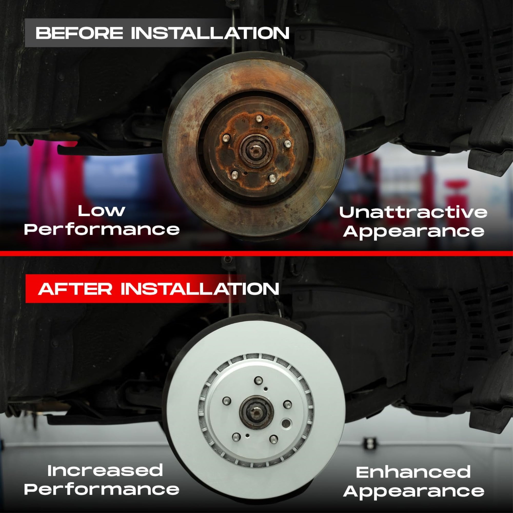 R1 Concepts Carbon Coated Disc Brake Rotor Set with Ceramic Pads and Hardware WDWH1-76027