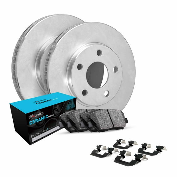 R1 Concepts Front Brakes and Rotors Kit |Front Brake Pads| Brake Rotors and Pads| Ceramic Brake Pads and Rotors |Hardware Kit WFWH1-14001