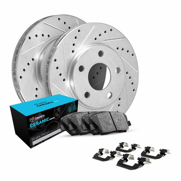 R1 Concepts Front Brakes and Rotors Kit |Front Brake Pads| Brake Rotors and Pads| Ceramic Brake Pads and Rotors |Hardware Kit WGWH1-74095