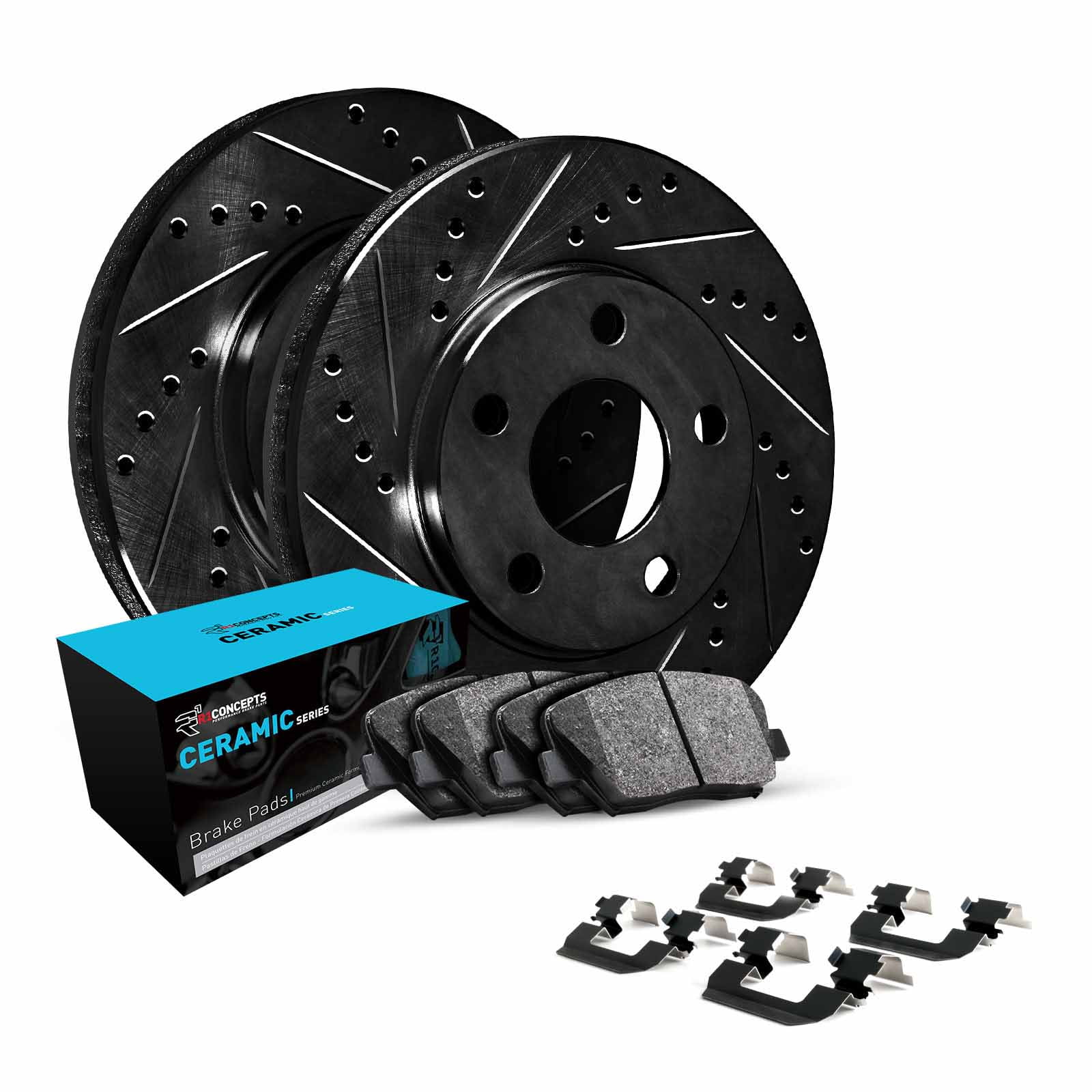 R1 Concepts Front Brakes and Rotors Kit |Front Brake Pads| Brake Rotors and Pads| Ceramic Brake Pads and Rotors |Hardware Kit WHWH1-74069