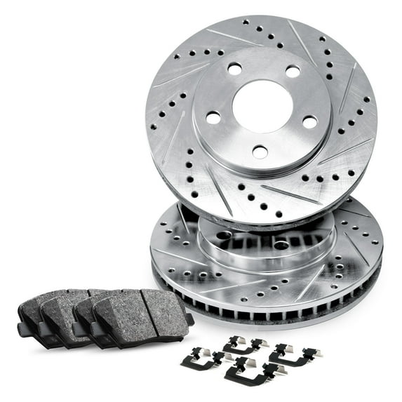 R1 Concepts Front Brakes and Rotors Kit |Front Brake Pads| Brake Rotors and Pads| Ceramic Brake Pads and Rotors |Hardware Kit |fits 2000-2006 BMW X5