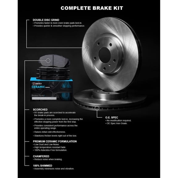 R1 Concepts Disc Brake Rotor Set with Ceramic Pads WFWN1-92048