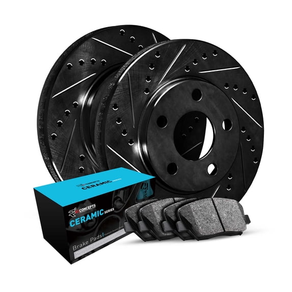 R1 Concepts Front Brakes and Rotors Kit |Front Brake Pads| Brake Rotors and Pads| Ceramic Brake Pads and Rotors WHWN1-76117