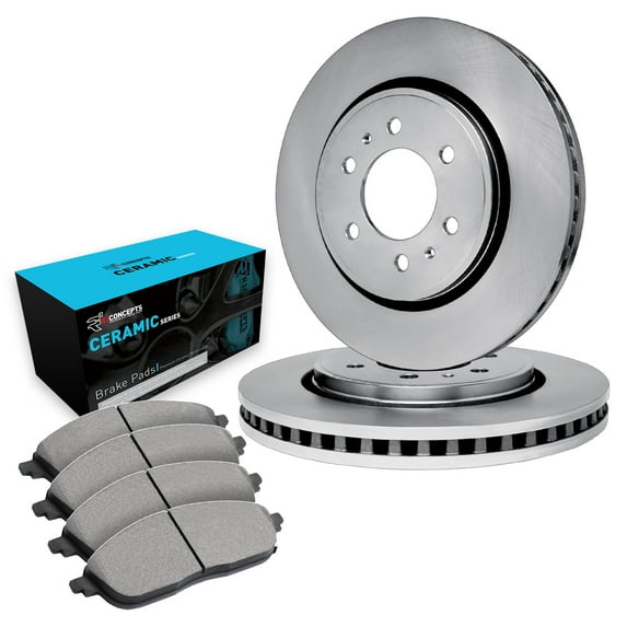 R1 Concepts Front Brakes and Rotors Kit |Front Brake Pads| Brake Rotors and Pads| Ceramic Brake Pads and Rotors |fits 1998-1999 Cadillac DeVille