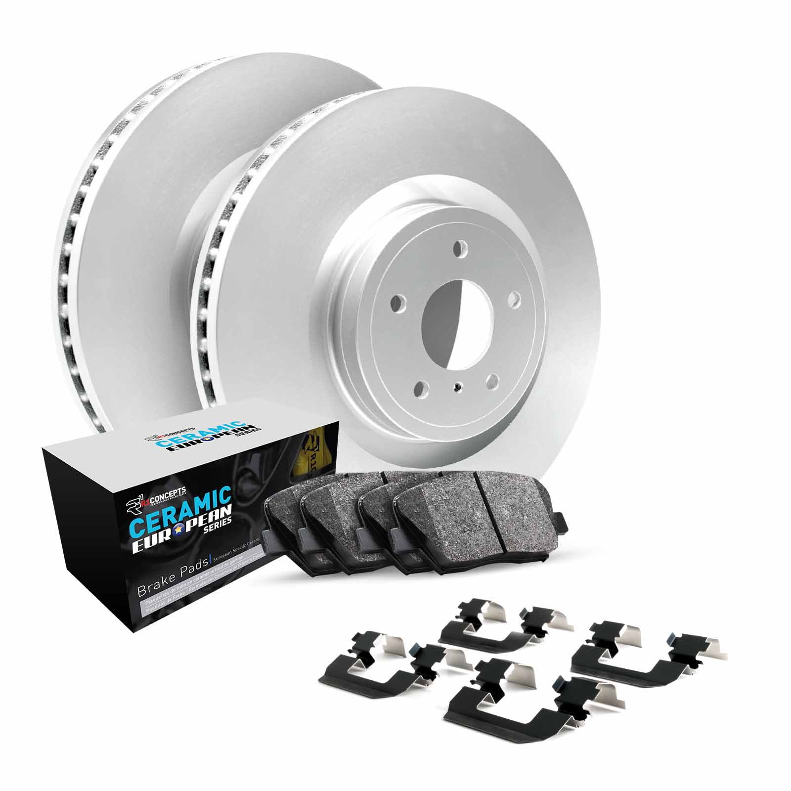 R1 Concepts Front Brakes and Rotors Kit |Front Brake Pads| Brake Rotors and Pads| Euro Ceramic Brake Pads and Rotors| Hardware Kit WDTH1-16000