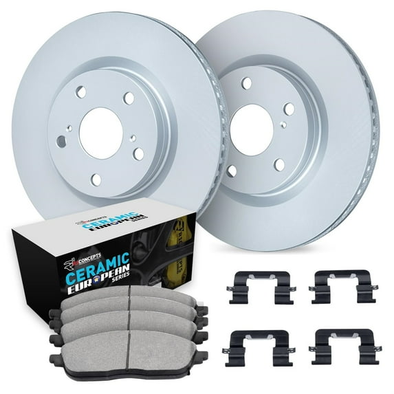 R1 Concepts Carbon Coated Disc Brake Rotor Set with Euro Ceramic Pads and Hardware WDTH1-74008