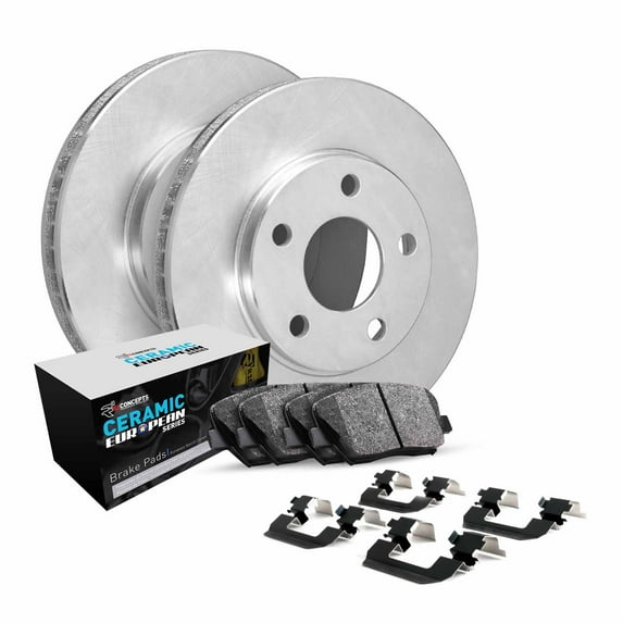 R1 Concepts Front Brakes and Rotors Kit |Front Brake Pads| Brake Rotors and Pads| Euro Ceramic Brake Pads and Rotors| Hardware Kit WFTH1-63147