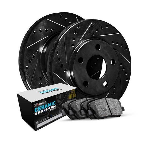 R1 Concepts Front Brakes and Rotors Kit |Front Brake Pads| Brake Rotors and Pads| Euro Ceramic Brake Pads and Rotors WHTN1-20007
