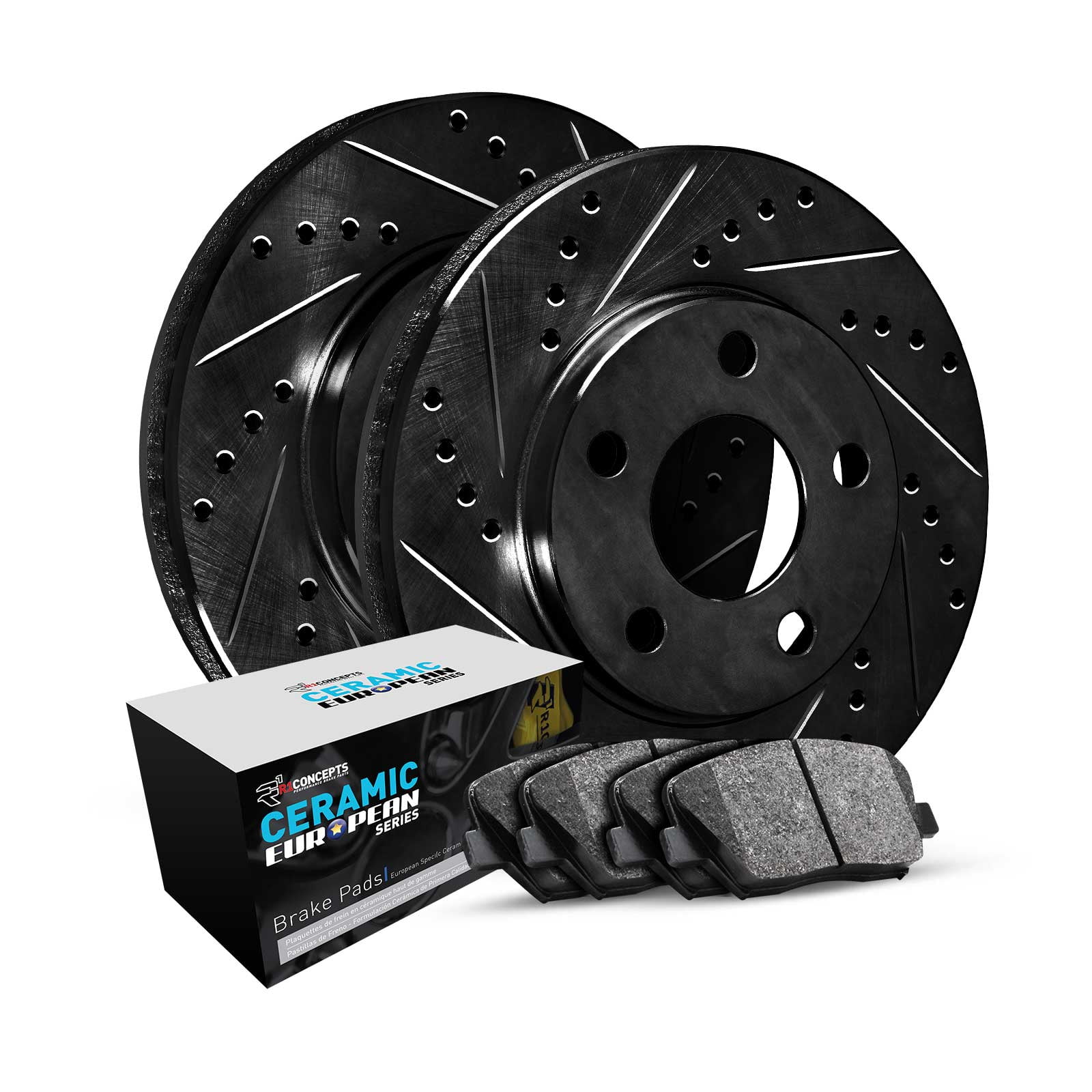 R1 Concepts Front Brakes and Rotors Kit |Front Brake Pads| Brake Rotors and Pads| Euro Ceramic Brake Pads and Rotors WHTN1-54015