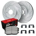thumbnail image 1 of R1 Concepts Drilled and Slotted Carbon Coated Disc Brake Rotor Set with Optimum Oe Pads and Hardware WBUH1-13042, 1 of 3