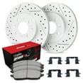 thumbnail image 1 of R1 Concepts Drilled and Slotted Carbon Coated Disc Brake Rotor Set with Optimum Oe Pads and Hardware WBUH1-59001, 1 of 3