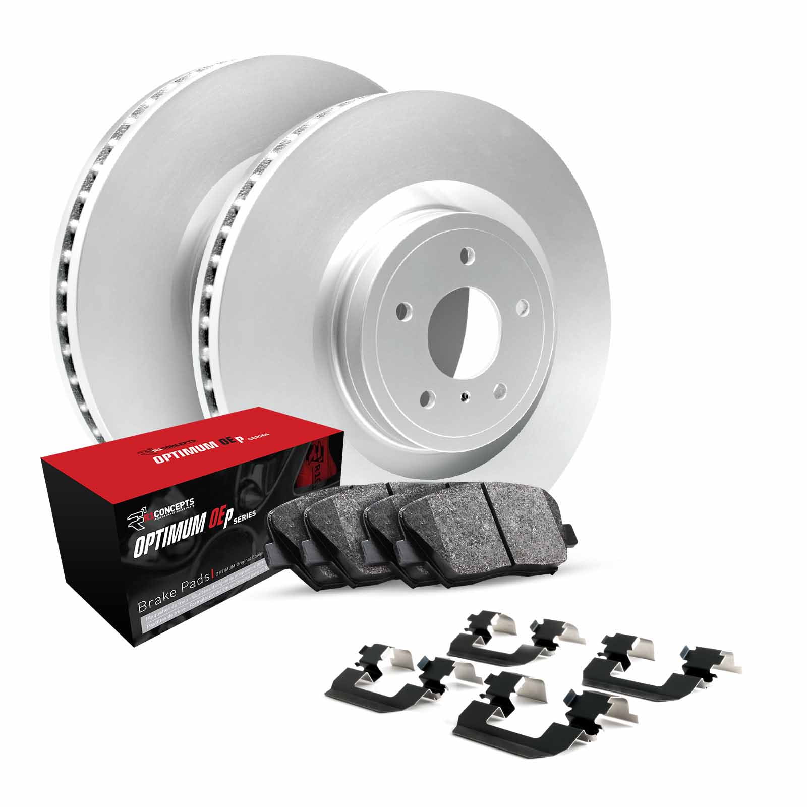 R1 Concepts Front Brakes and Rotors Kit |Front Brake Pads| Brake Rotors and Pads| Optimum OEp Brake Pads and Rotors |Hardware Kit WDUH1-63217