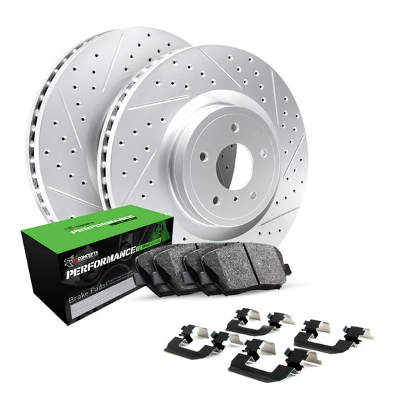 R1 Concepts Front Brakes and Rotors Kit |Front Brake Pads| Brake Rotors and Pads| Peformance Sport Brake Pads and Rotors |Hardware WBSH1-75029
