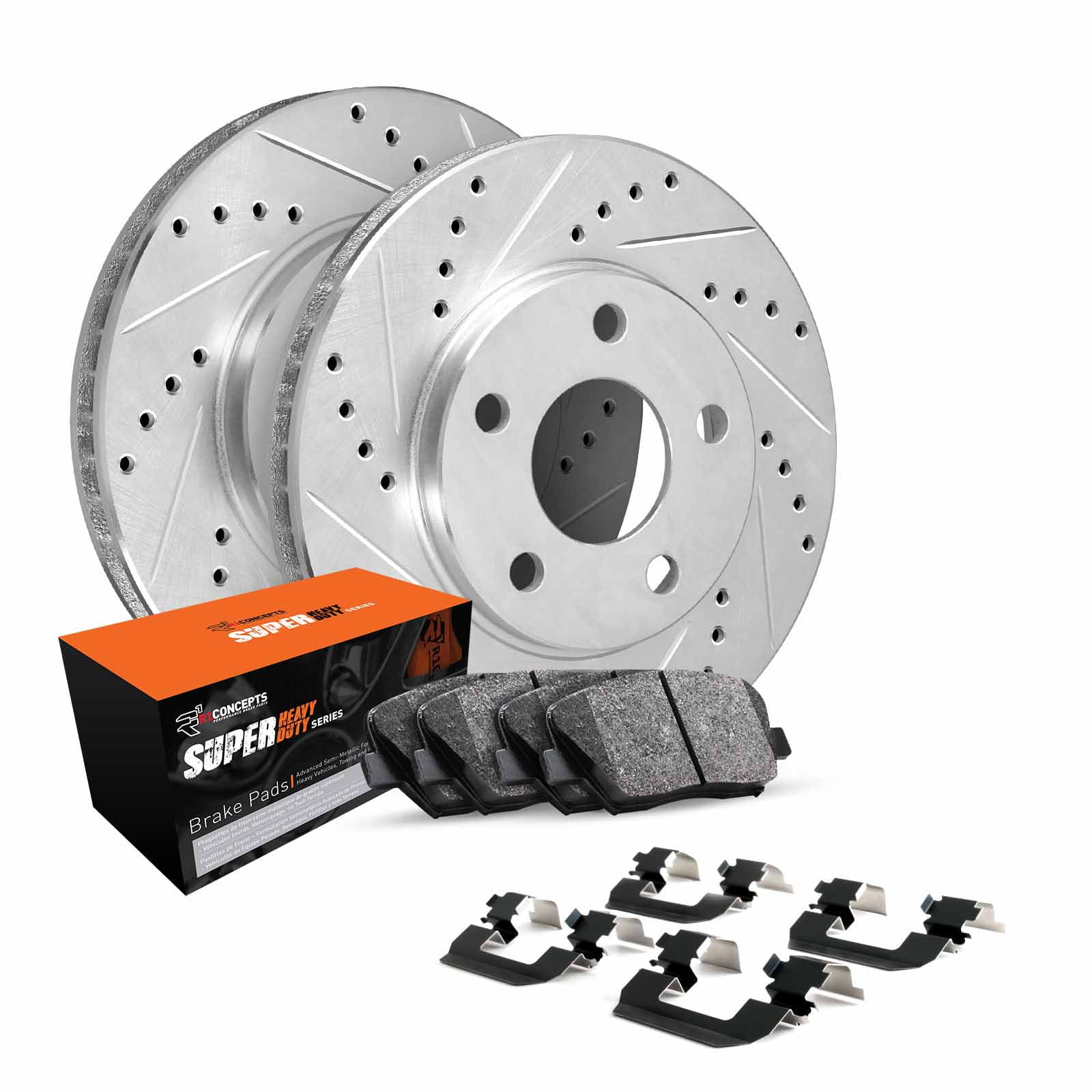 R1 Concepts Front Brakes and Rotors Kit |Front Brake Pads| Brake Rotors and Pads| Super Duty Brake Pads and Rotors| Hardware Kit WGXH1-48101