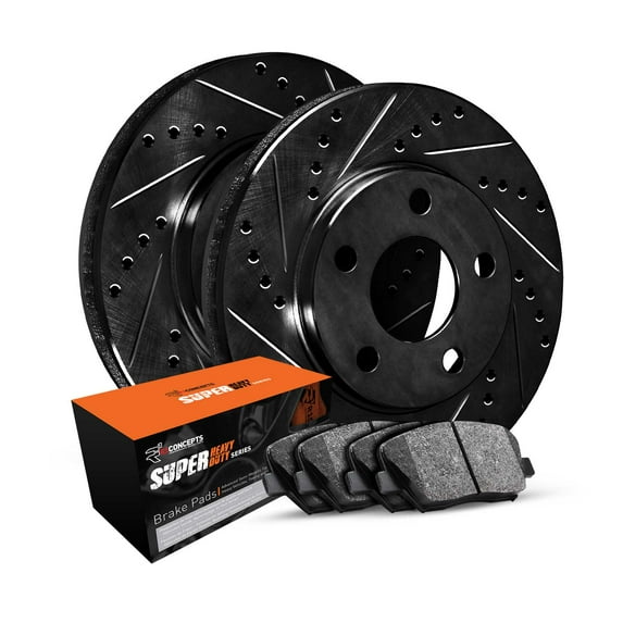 R1 Concepts Front Brakes and Rotors Kit |Front Brake Pads| Brake Rotors and Pads| Super Duty Brake Pads and Rotors WHXN1-54005