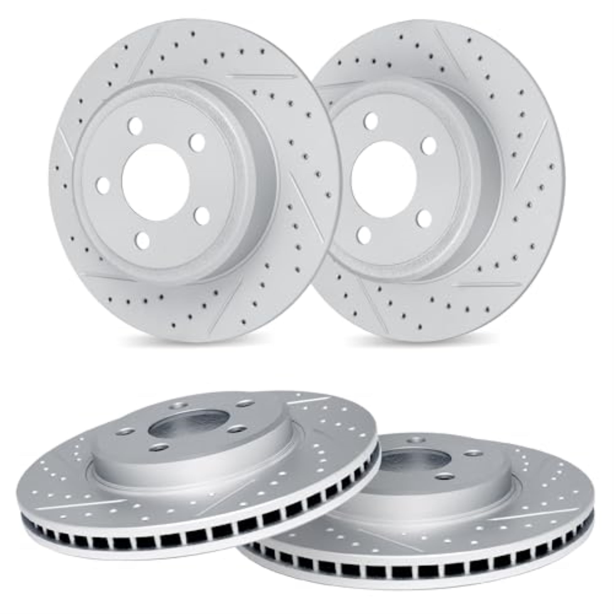 R1 Concepts Drilled and Slotted Carbon Coated Disc Brake Rotor Set WBPN2-03005
